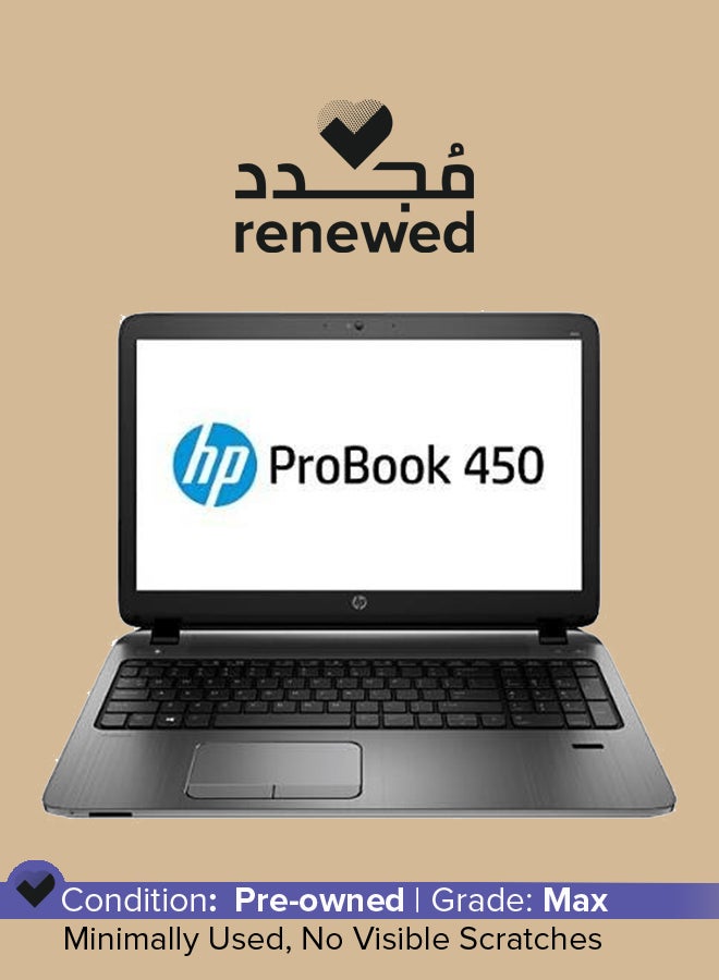 HP Renewed - Probook 450 G2 (2014) Laptop With 15.6-Inch Display,Intel Core i3 Processor/4th GEN/4GB RAM/256GB SSD/Intel HD Integrated Graphics 440 Black Silver Black Silver Black Silver  - Image 1