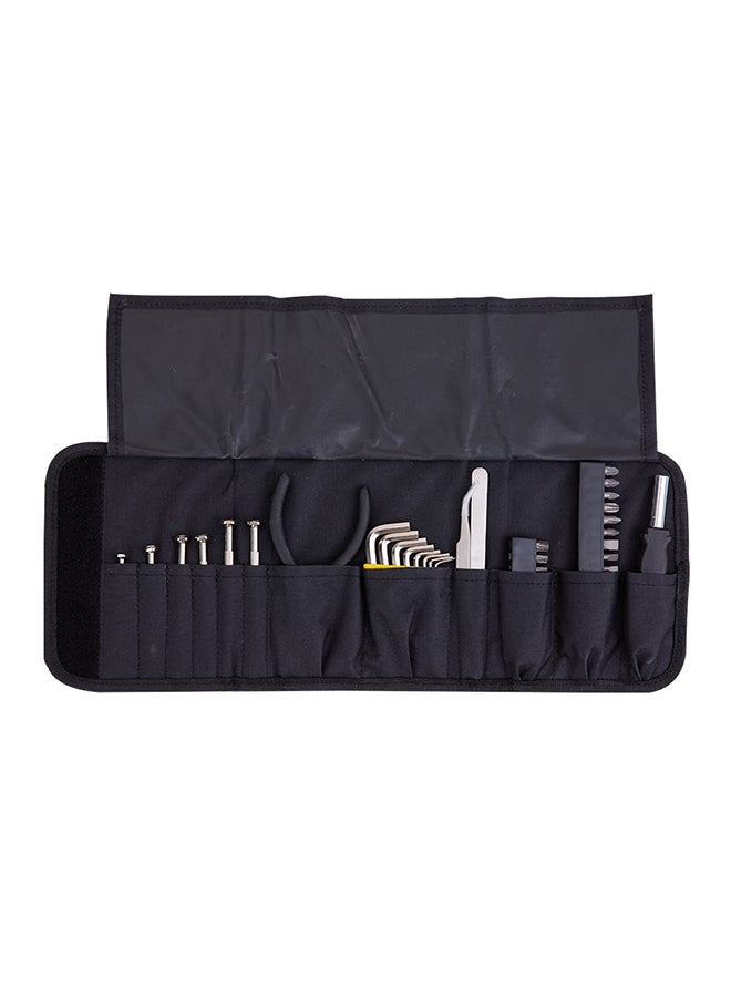 Deli 38-Piece Comprehensive Maintenance Kit With Fabric Bag Black/Silver 26x54x34cm  - Image 2