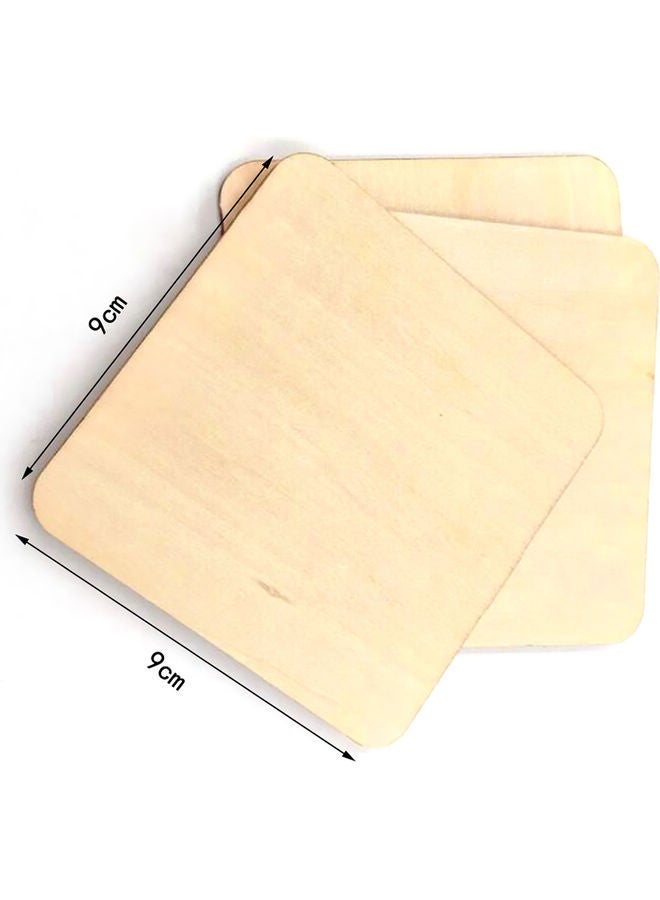 10-Piece Square Rounded Corners Wooden Chips Brown 90mm  - Image 5
