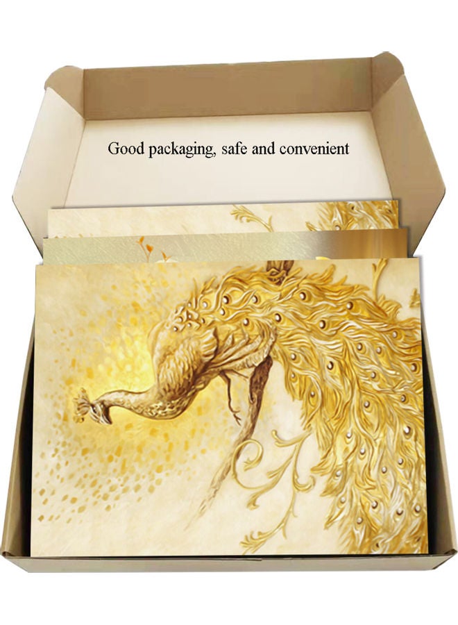 3-Piece Golden Peacock Canvas Paintings With Frames Multicolor 43x8x32cm  - Image 5