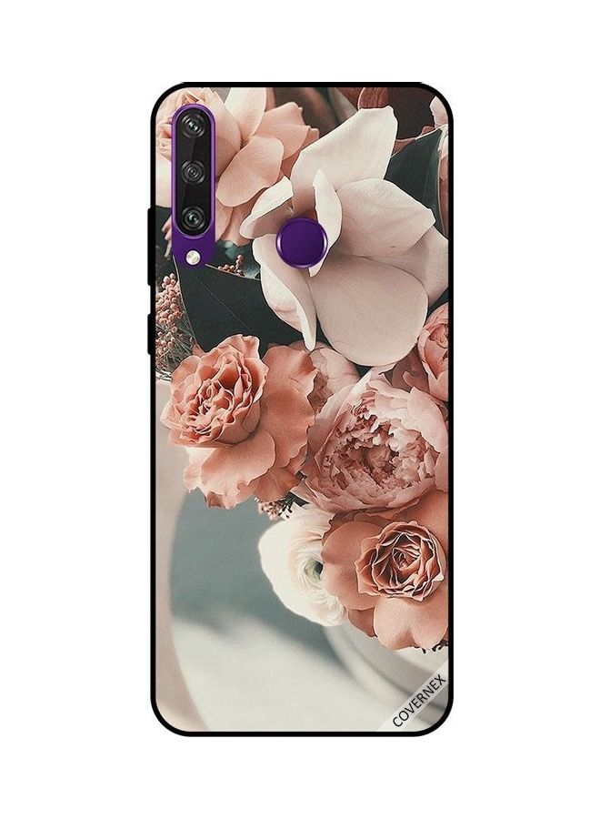 كوفرنيكس غطاء حماية بطبعة باقة زهور بلون خوخي لهاتف هواوي Y6P متعدد الألوان - Image 1