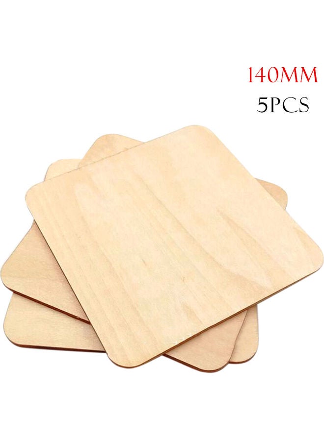 5-Piece Square Rounded Corners Wooden Chips Brown 14x1.5x14cm  - Image 1