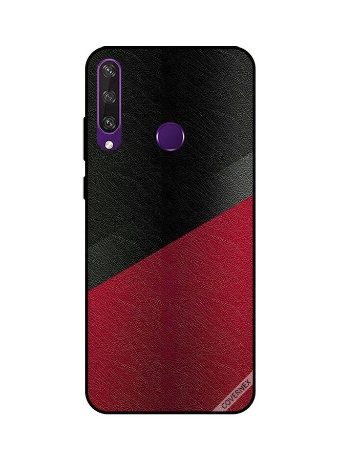 Covernex Leather Pattern Protective Case Cover For Huawei Y6P Black/Red