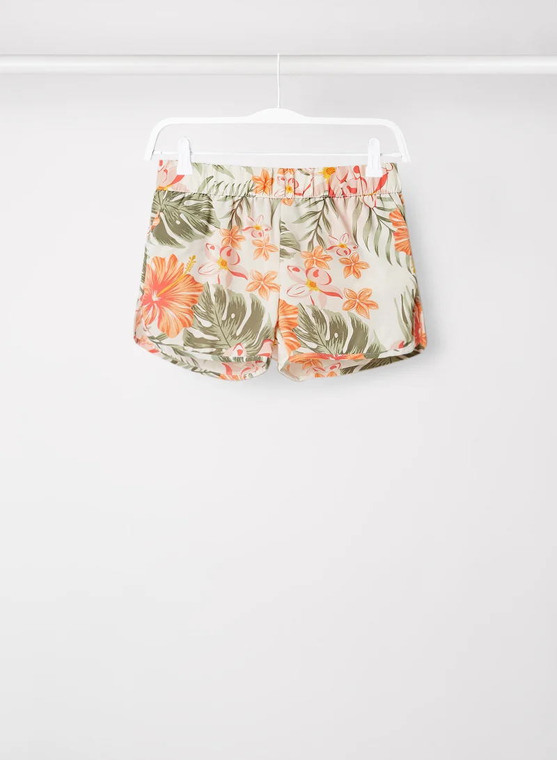 NAME IT Baby Palm Print Elasticated Shorts Bright White