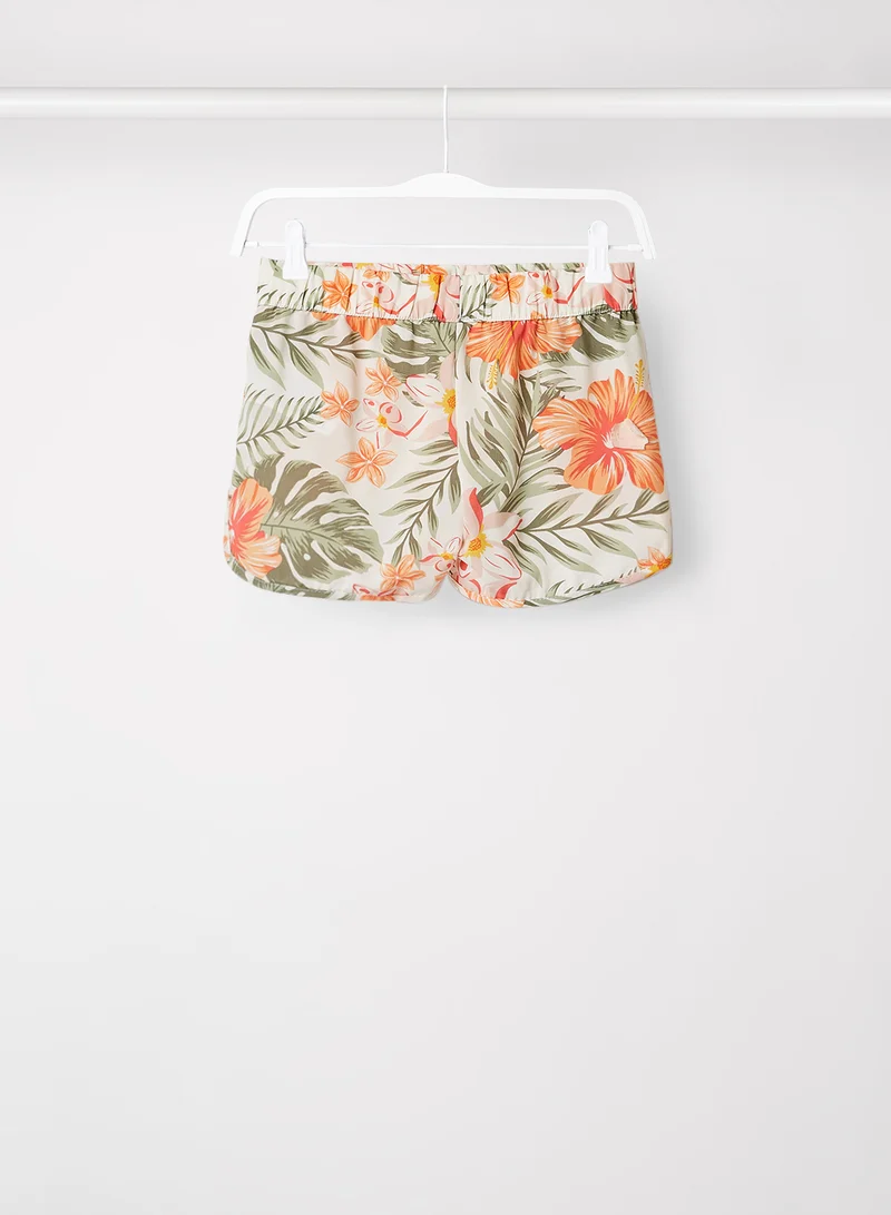 NAME IT Baby Palm Print Elasticated Shorts Bright White