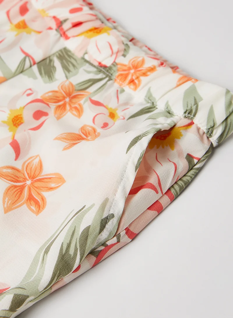 NAME IT Baby Palm Print Elasticated Shorts Bright White