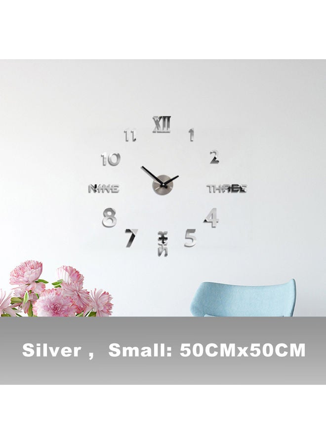 Diy Wall Clock With 3D Mirror Stickers Silver 23x5x10cm - Image 1