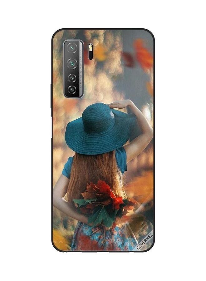 Covernex Protective Back Cover For Huawei Nova 7SE Hat Girl Hiding Love Leaves Hat Girl Hiding Love Leaves - Image 1