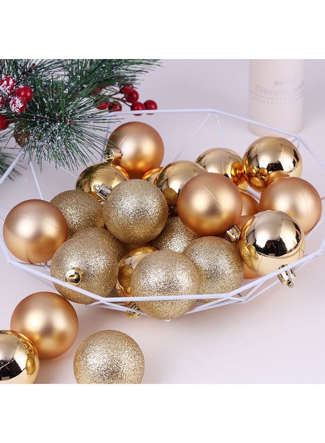 طقم كرات زينة للتعليق على شجرة الكريسماس مع حبل قصير مكون من 24 قطعة ذهبي - Image 2