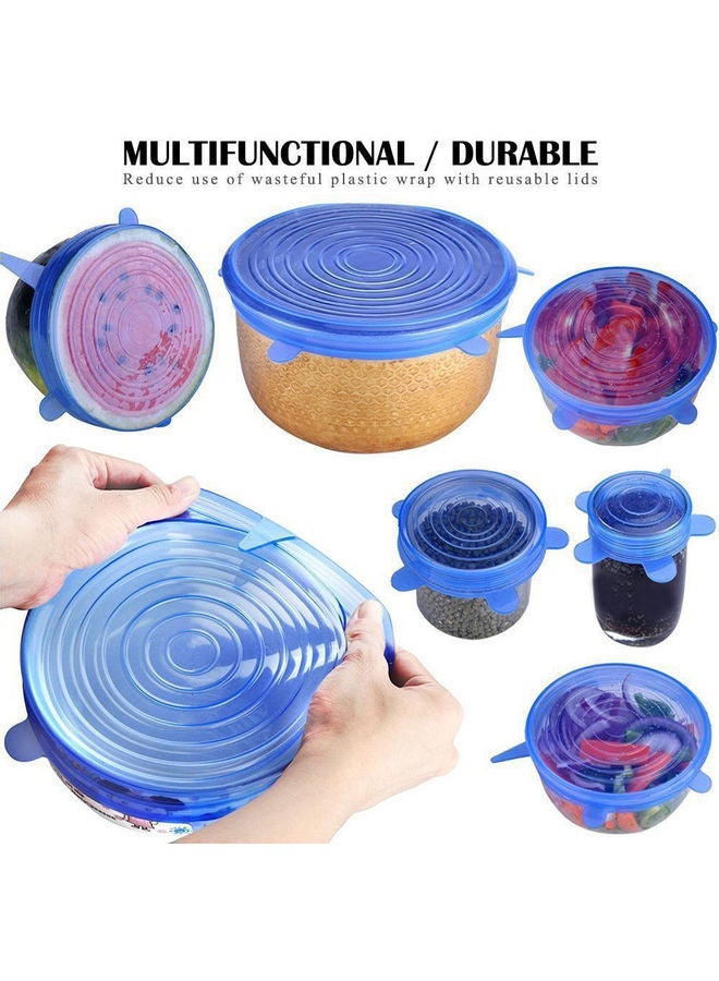 6-Piece Reusable Silicone Stretch Lids Blue Different sizescm  - Image 3