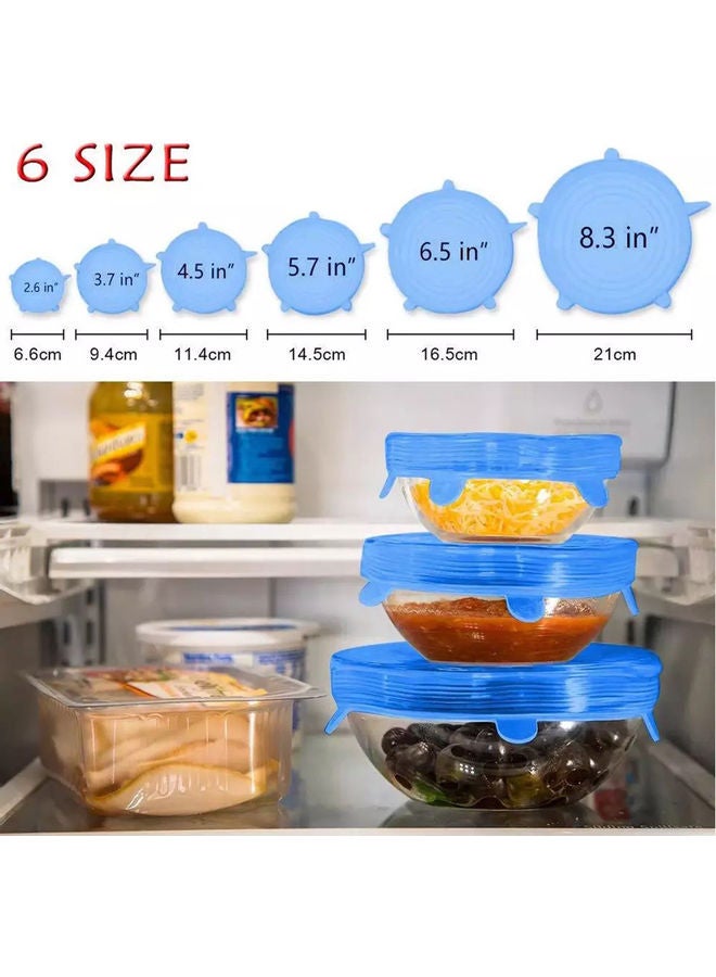 6-Piece Reusable Silicone Stretch Lids Blue Different sizescm  - Image 5