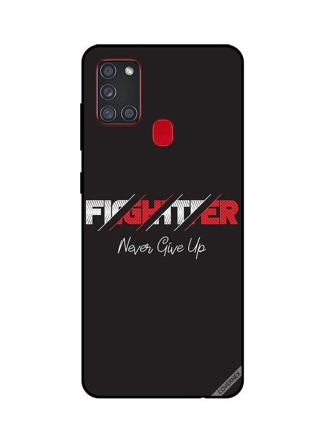 Covernex Fighter Never Give Up Design Protective Case Cover For Samsung Galaxy A21S Multicolour