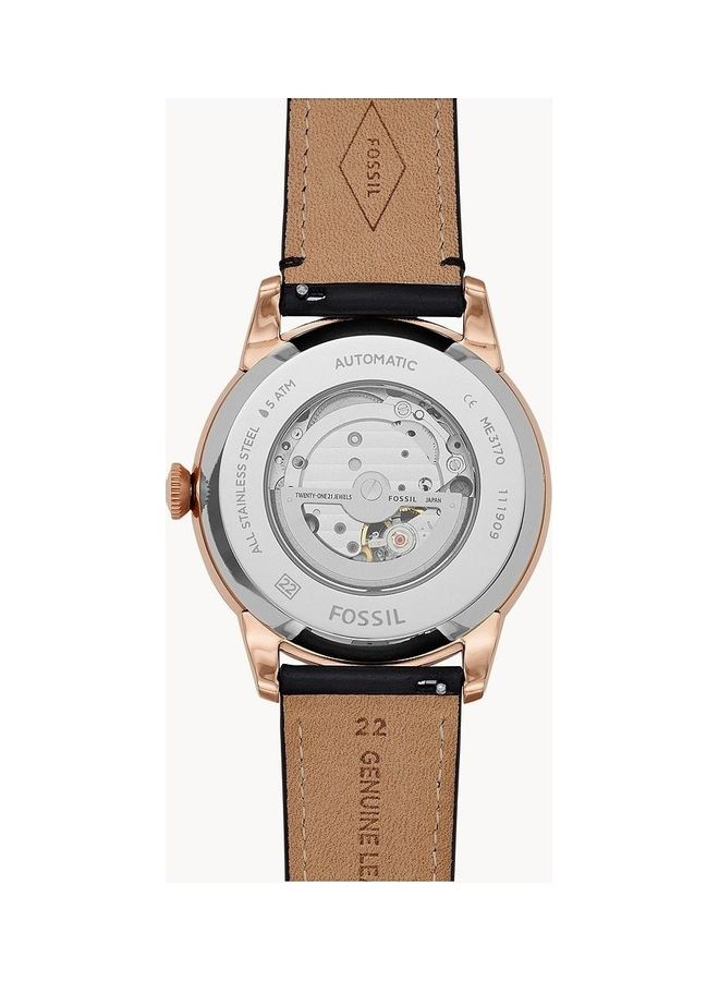FOSSIL Men's Townsman Automatic Leather Watch ME3170 - 44 mm - Black  - Image 4