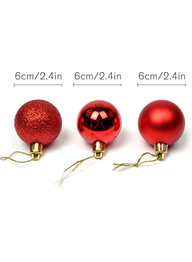 24-Piece Christmas Tree Hanging Ball Ornament With Lanyard Set Red - Image 3