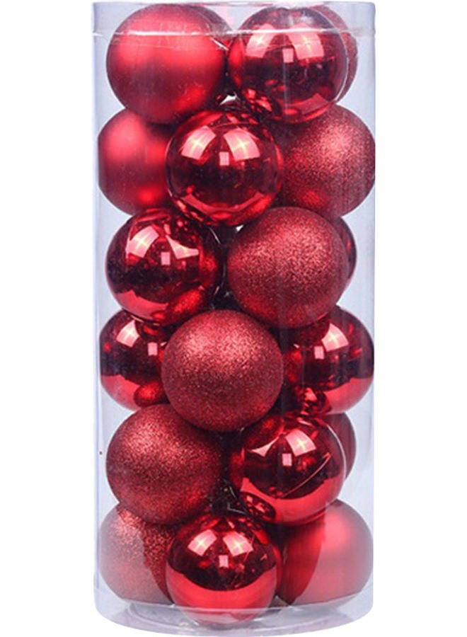 24-Piece Christmas Tree Hanging Ball Ornament With Lanyard Set Red - Image 4