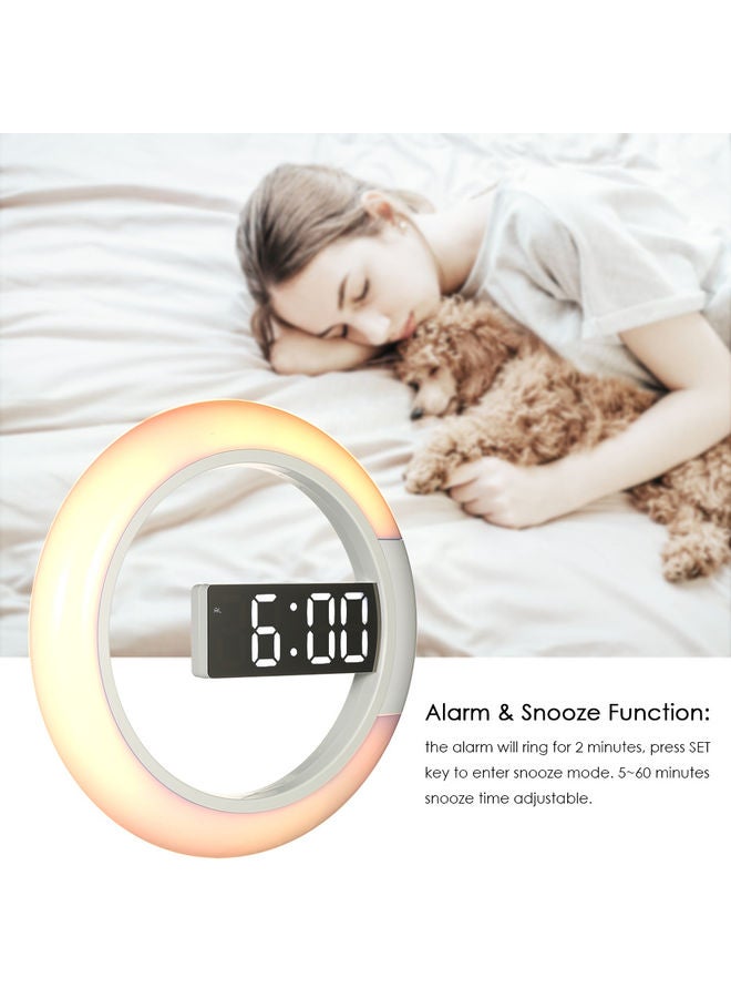 Digital Led Wall Mirror Alarm Clock White 12inch - Image 3
