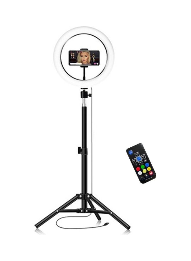 USB  Powered RGB LED Ring Light With Phone Holder And Floor Tripod Stand Multicolour - Image 4