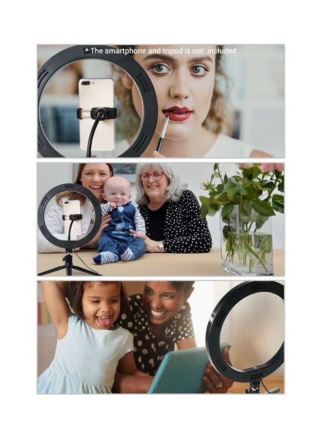 USB Powered LED Ring Light With Phone Holder White/Black - Image 3