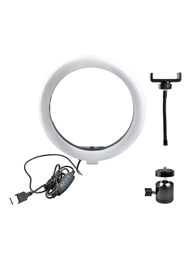 USB Powered LED Ring Light With Phone Holder White/Black - Image 5