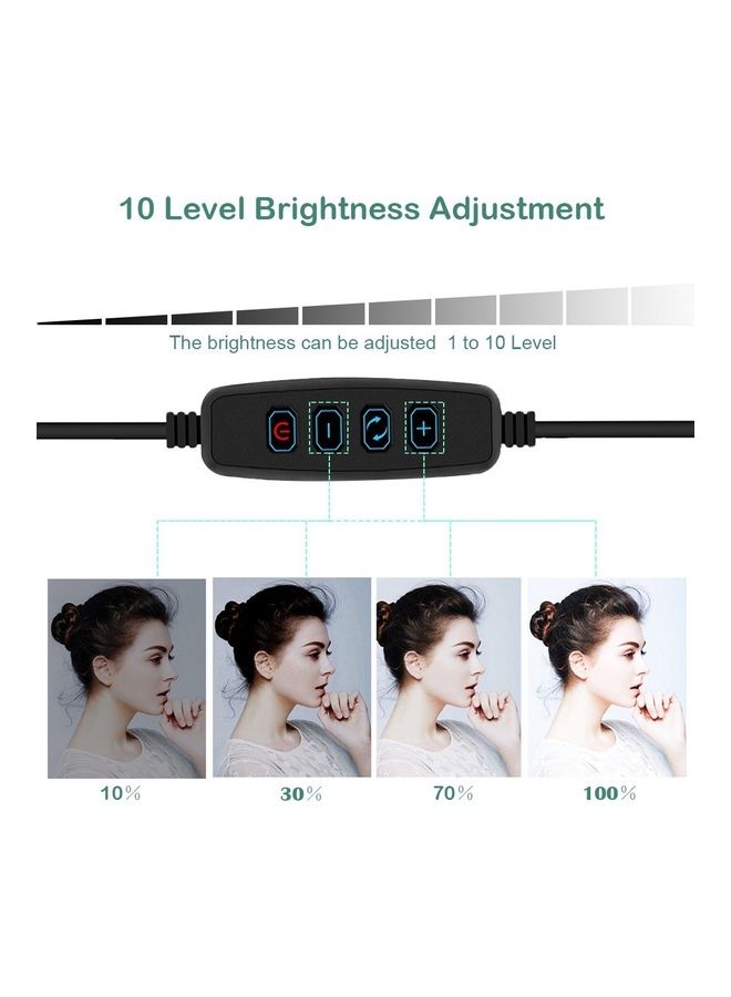 حلقة إضاءة LED قابلة للتعتيم ب10 مستويات و3 ألوان مقاس 6 بوصة مع حامل ثلاثي القوائم وحامل للهاتف متعدد الألوان - Image 2