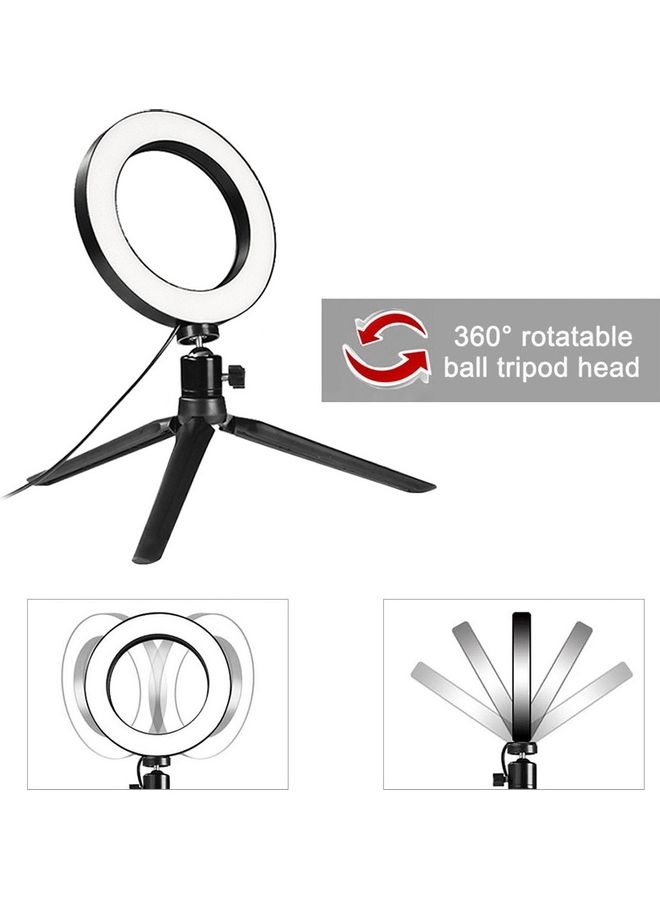 حلقة إضاءة LED قابلة للتعتيم ب10 مستويات و3 ألوان مقاس 6 بوصة مع حامل ثلاثي القوائم وحامل للهاتف متعدد الألوان - Image 3