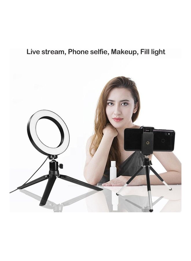 حلقة إضاءة LED قابلة للتعتيم ب10 مستويات و3 ألوان مقاس 6 بوصة مع حامل ثلاثي القوائم وحامل للهاتف متعدد الألوان - Image 4