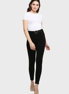 MODE Ring Belt Detail Jeggings Black  - Image 4