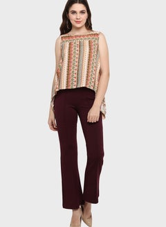 MODE Bell Bottom Detail Jeggings Burgundy  - Image 4