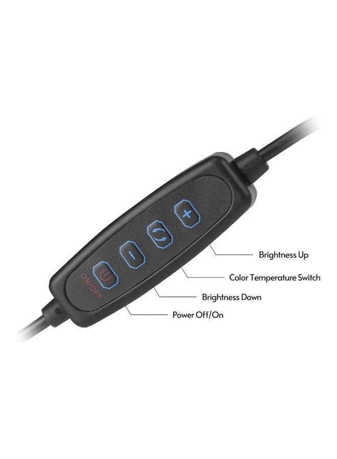 LED Ring Light with Phone Clamp for Photography White/Black - Image 3