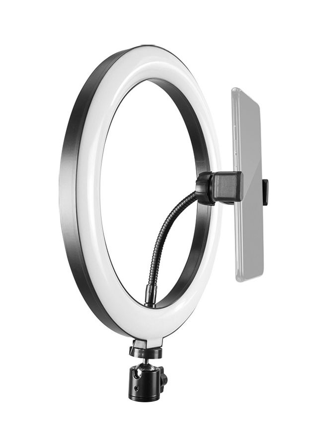 LED Ring Light with Phone Clamp for Photography White/Black - Image 1