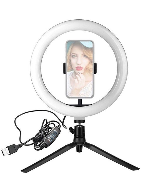 USB Powered LED Ring Light  With Phone Holder And Desktop Tripod Stand White/Black