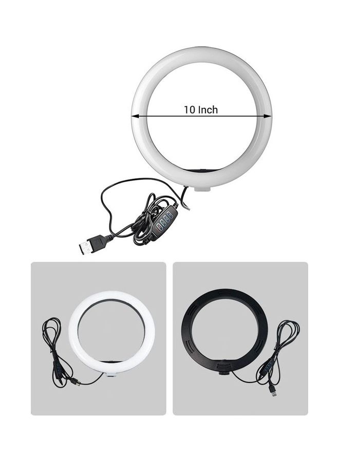 USB Powered LED Ring Light  With Phone Holder And Desktop Tripod Stand White/Black