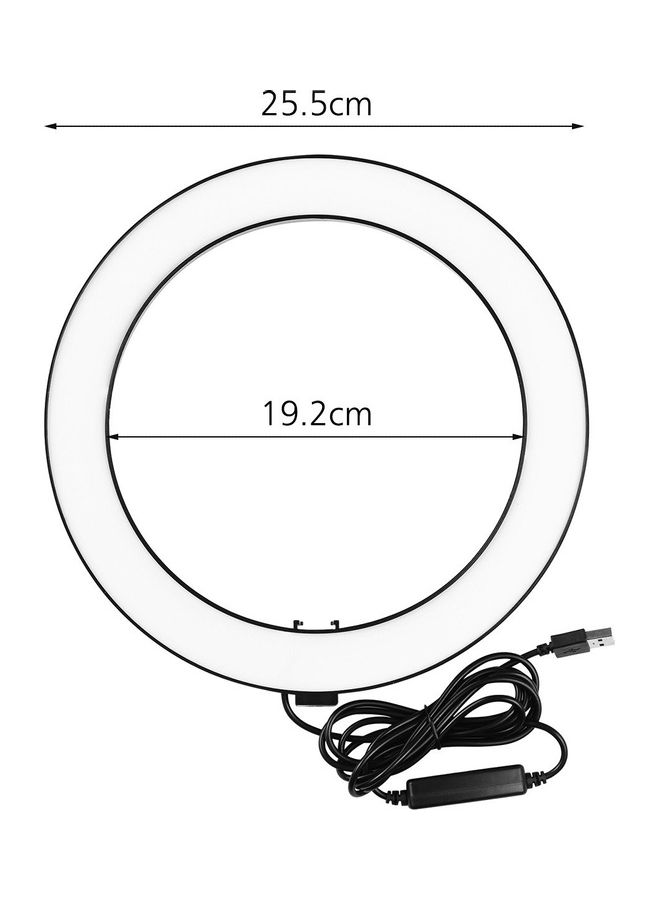 مصباح LED حلقي ب3 أوضاع مع حامل ثلاثي صغير للموبايل أبيض/ أسود - Image 3