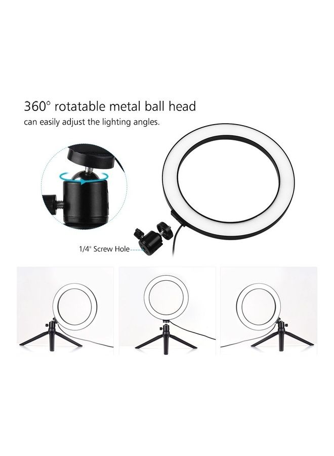 حلقة إضاءة LED ب3 أوضاع مع محول برأس كروي صغير ثلاثي القوائم أبيض/ أسود - Image 4