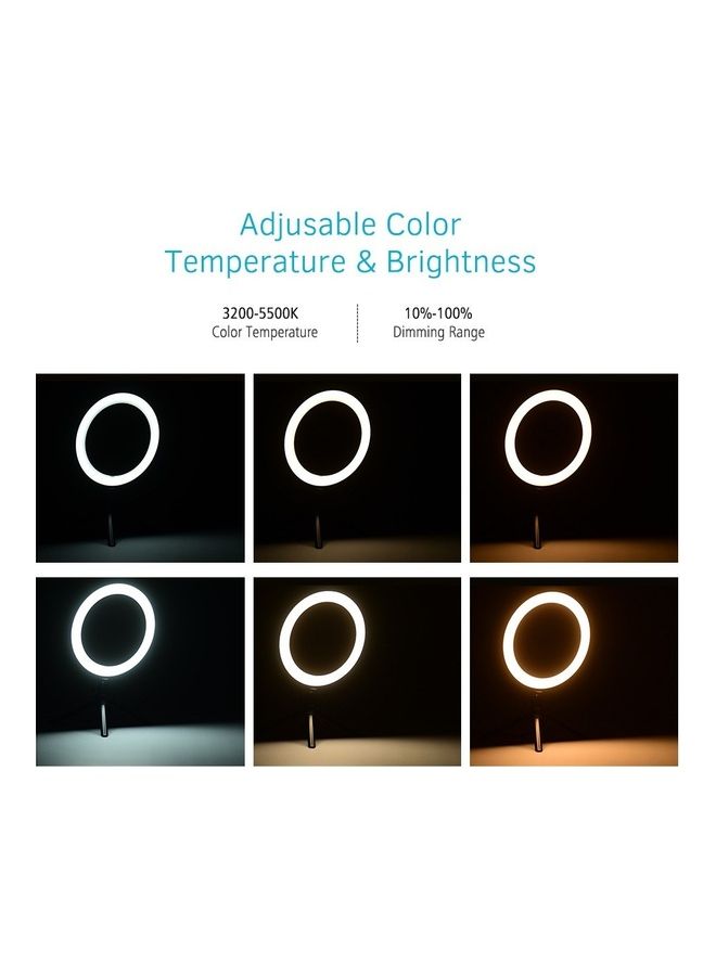 حلقة إضاءة LED ب3 أوضاع مع محول برأس كروي صغير ثلاثي القوائم أبيض/ أسود - Image 5