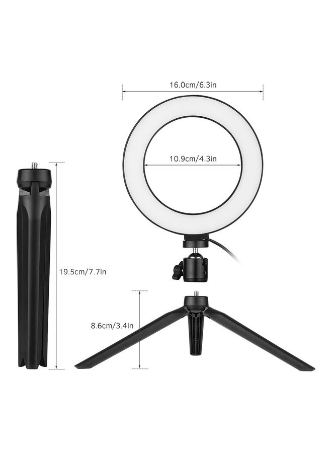 ماركة غير محددة حلقة إضاءة LED ب3 أوضاع مع محول برأس كروي صغير ثلاثي القوائم أبيض/ أسود  - Image 4