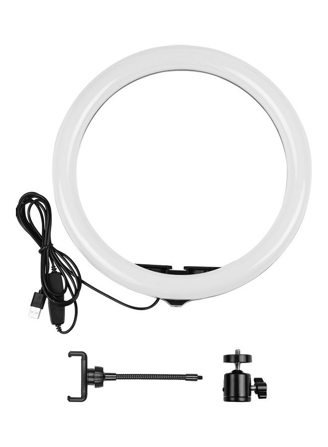 مصباح LED حلقي ب3 أوضاع مع حامل مشبك للهاتف أبيض/ أسود - Image 4