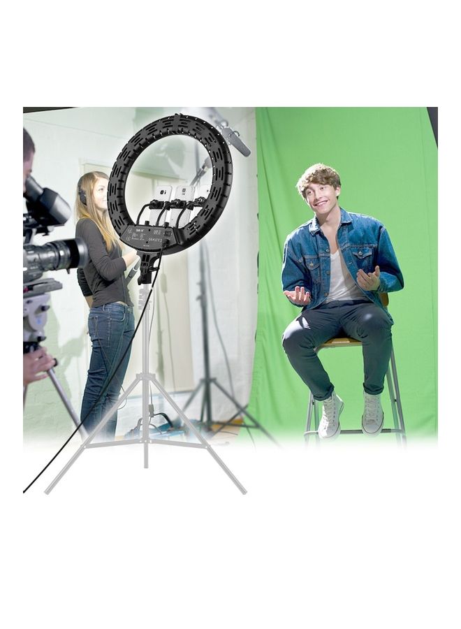 حلقة إضاءة LED مع جهاز تحكم عن بعد مع 3 مشابك للموبايل أبيض/أسود - Image 3