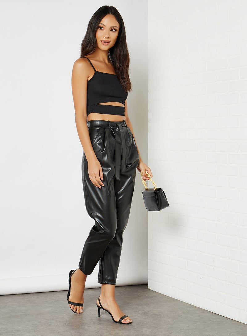 FEMME LUXE - Strappy Cut Away Crop Top Black - Image 1