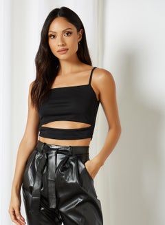 FEMME LUXE Strappy Cut Away Crop Top Black  - Image 4