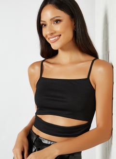 FEMME LUXE Strappy Cut Away Crop Top Black  - Image 1