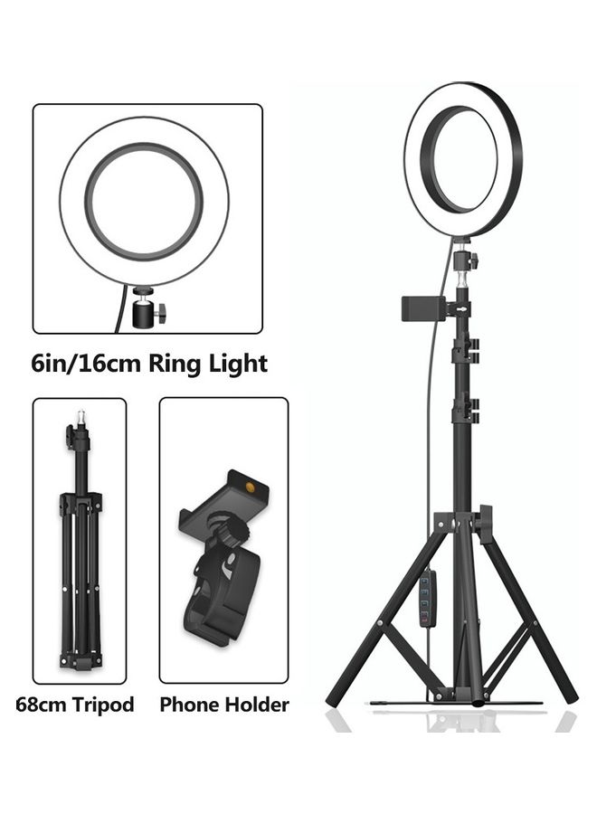 ماركة غير محددة حلقة إضاءة LED للتصوير الفوتوغرافي مع حامل ثلاثي القوائم أسود/ أبيض  - Image 2