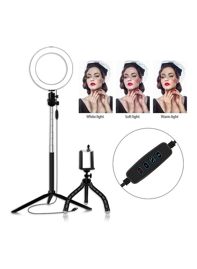 حلقة إضاءة LED ب3 ألوان مع حامل ثلاثي للهاتف متعدد الألوان - Image 2