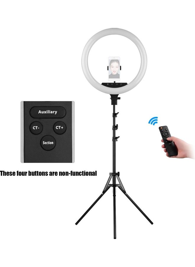 Generic - LED Ring Light with Tripod Cell Phone Holder White/Black - Image 1