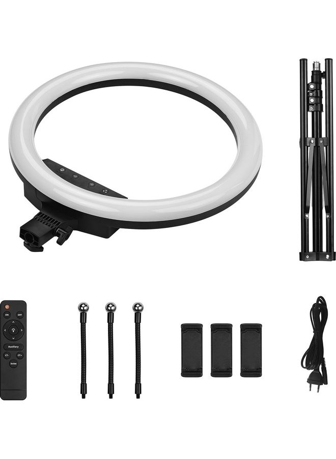 Generic - LED Ring Light with Tripod Cell Phone Holder White/Black - Image 1