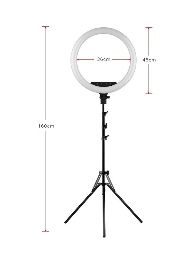Generic - LED Ring Light with Tripod Cell Phone Holder White/Black - Image 1