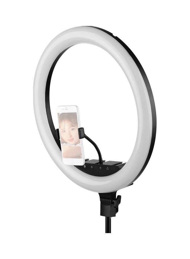 Generic - LED Ring Light with Tripod Cell Phone Holder White/Black - Image 1