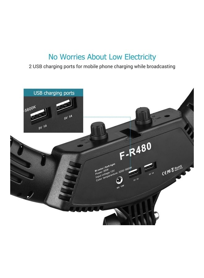 Generic - LED Ring Light for Photography with 3 Phone Holders Black/White - Image 1