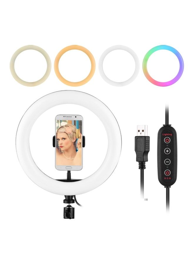 29-Mode RGB LED Ring Light with Phone Holder Ballhead Adapter Multicolour - Image 3
