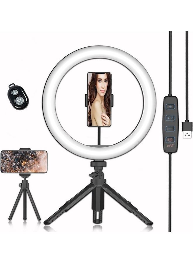 طَقم مصباح LED حلقي مُناسب للتصوير الفوتوغرافي أسود/أبيض - Image 1